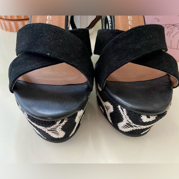 Jeffrey Cambell x Free People Black & White Suede + Crochet Wedge Heels - Picture 5 of 7